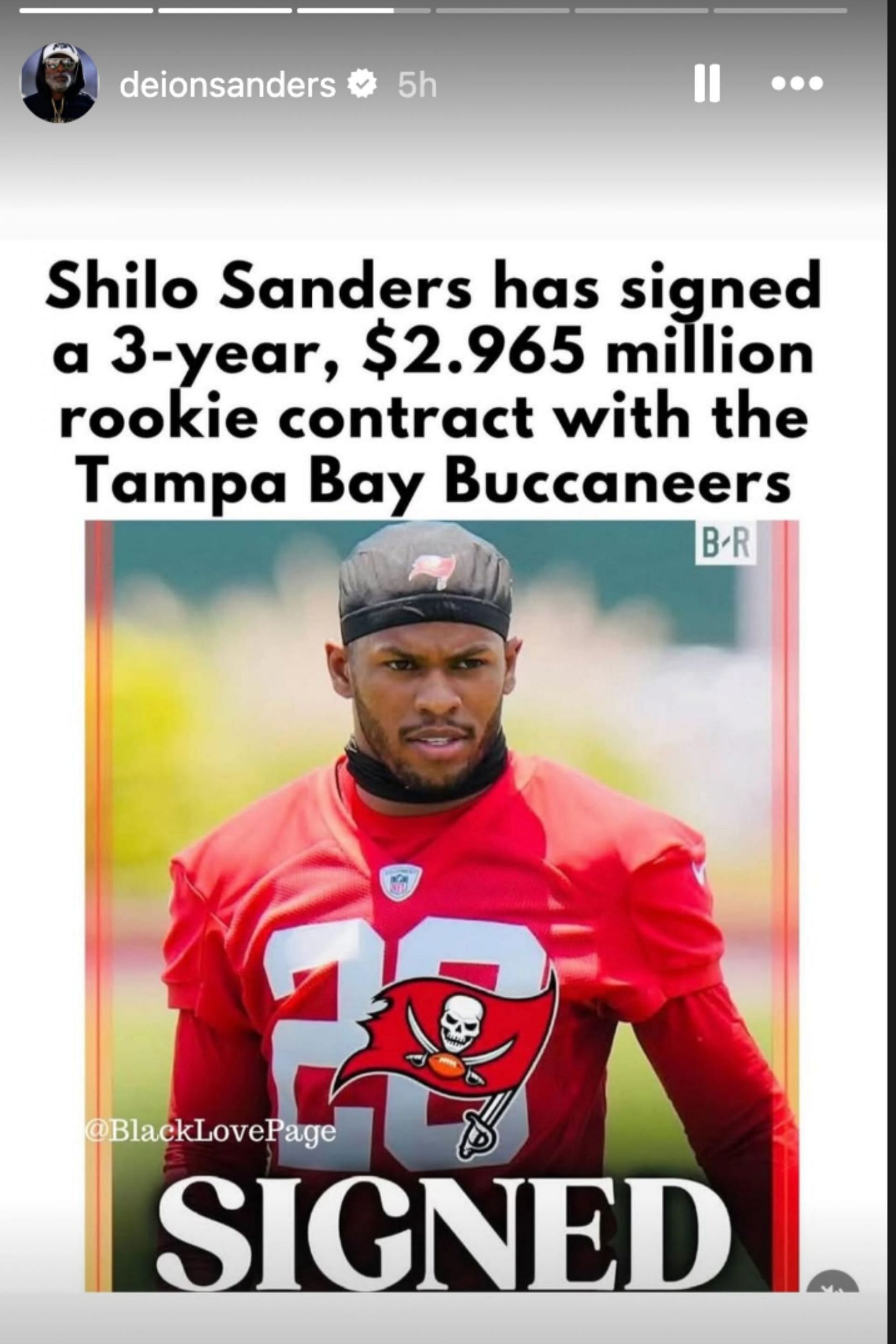 Deion Sanders' Instagram story